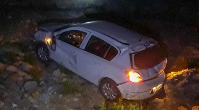 Osmaniye'de otomobil şarampole devrildi