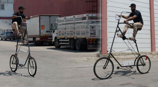 Adanalı bisikletçiden 3 metrelik koronasiklet!