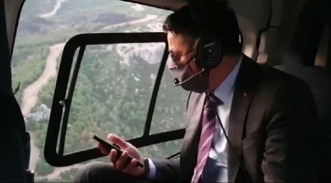 BAKAN PAKDEMİRLİ,  MENDERES'İ HAVADAN İNCELEDİ