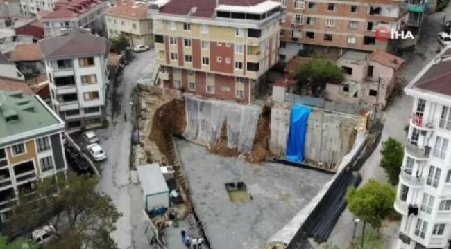 Boşaltılan bina havadan görüntülendi