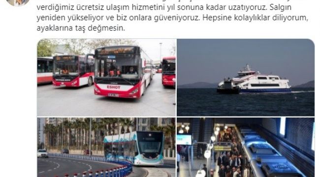 İZMİR'DE SAĞLIKÇILARA ÜCRETSİZ ULAŞIMA DEVAM