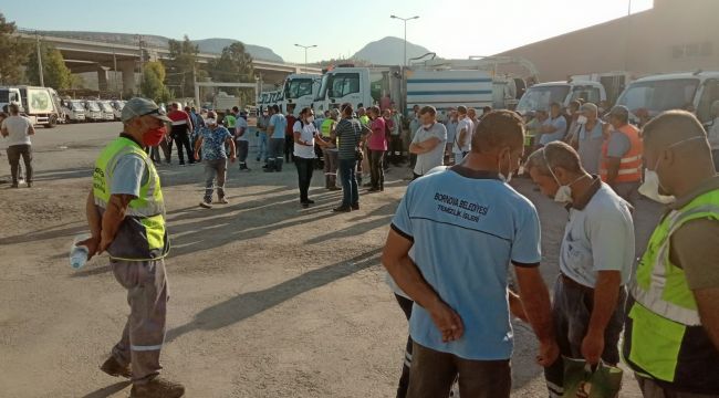 BORNOVA BELEDİYESİ TEMİZLİK İŞÇİLERİNDEN EYLEM