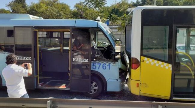 Yolcu minibüsüyle İETT otobüsü çarpıştı