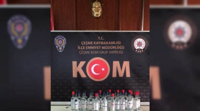 ÇEŞME'DE 28 ŞİŞE ETİL ALKOLE EL KONULDU