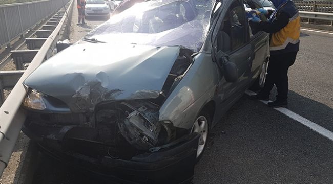 Ordu'da otomobil takla attı