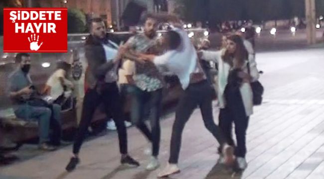 Taksim Meydanı’nda tekme ve tokatlı kavga kamerada