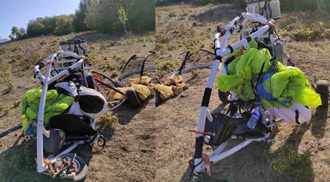 Teröristlerin Amanoslar'a geldiği paramotor