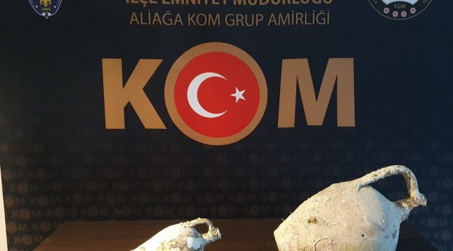 ALİAĞA'DA TARİHİ ESER KAÇAKÇISINA OPERASYON