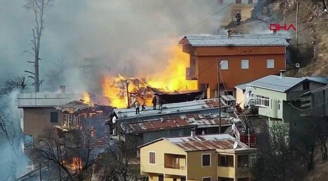 Gölyayla Köyü'nde çok sayıda ev alev aldı