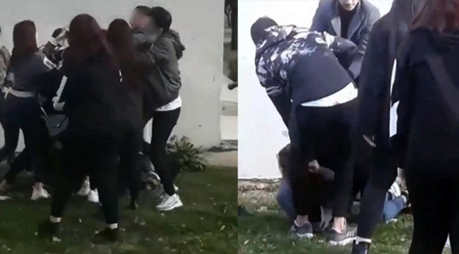 Bursa'da kızların sevgili kavgası kameralara yansıdı