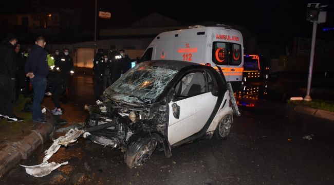 KONTROLDEN ÇIKAN ARAÇ TAKLA ATTI