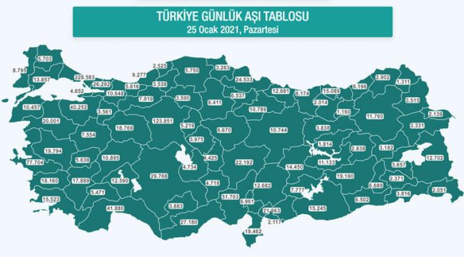 TÜRKİYE'NİN AŞI HARİTASI ERİŞİME AÇILDI
