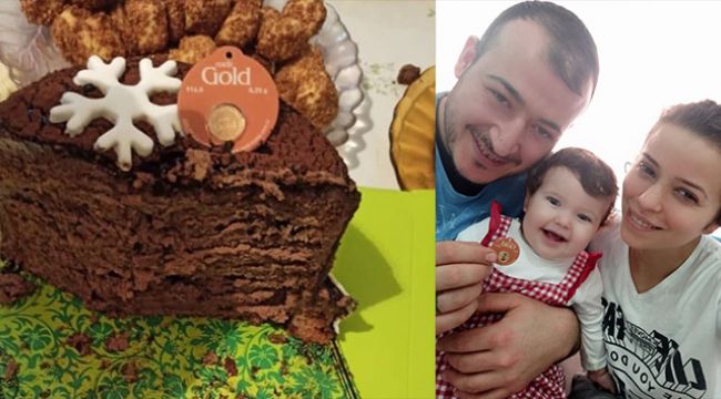 Yılbaşı pastasından altın çıktı, şaşkına döndü