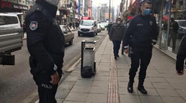 Fünye ile patlatılan poşetten çöp çıktı