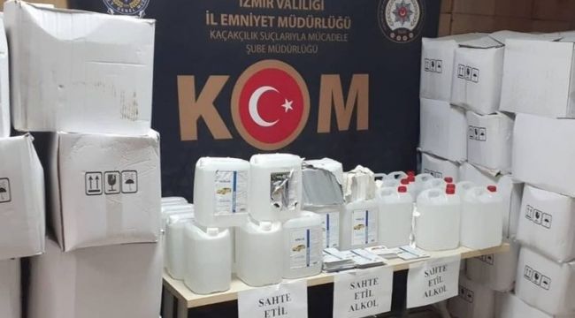 İZMİR'DE SAHTE ETİL ALKOL OPERASYONU
