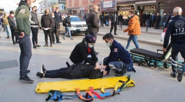 Kafasına tabela düşen kadın ölümden döndü