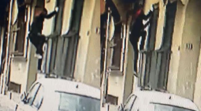 Binaya tırmanan hırsız vatandaşı hayrete düşürdü