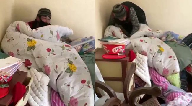 Eve giren hırsız yorganın altında yakalandı