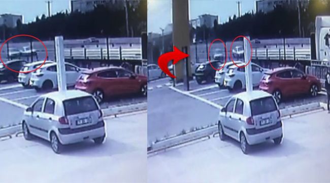 Kontrolden çıkan otomobil tıra böyle saplandı