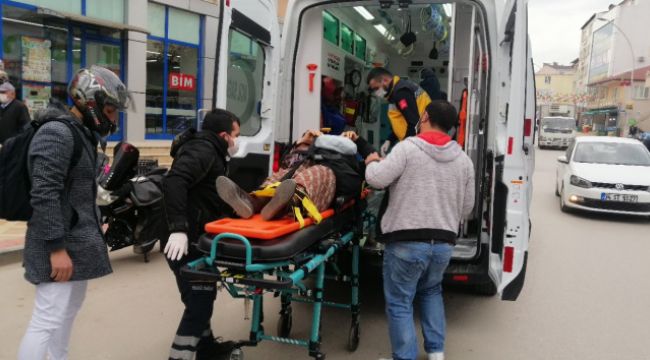 Motosikletin çarptığı kadın yaralandı
