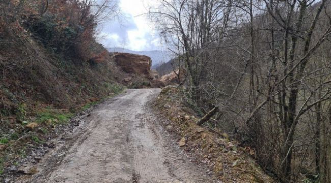 Zonguldak'taki heyelan  yolu kapattı