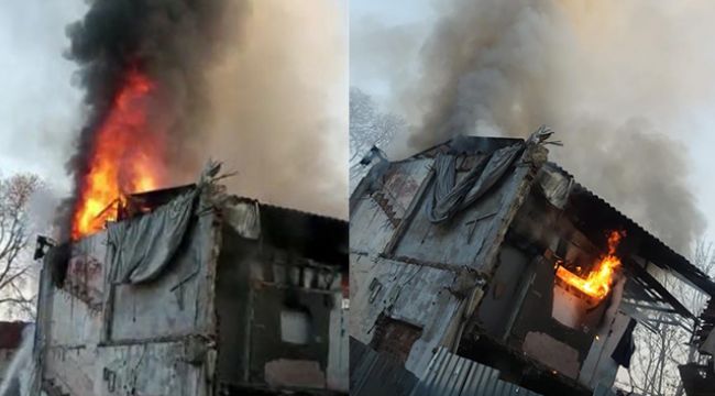 2 katlı metruk ahşap bina alev alev yandı
