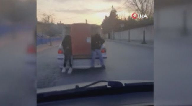 Arnavutköy'de tehlikeli taşımacılık cep telefonu kamerasına yansıdı