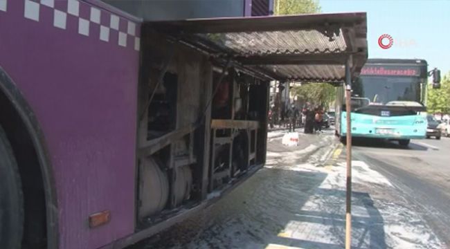 Fatih'te korkutan otobüs yangını