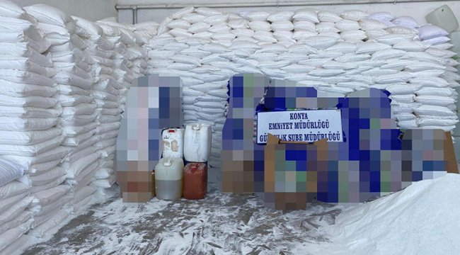 Konya'da 34 bin 185 kilogram sahte toz deterjan ele geçirildi
