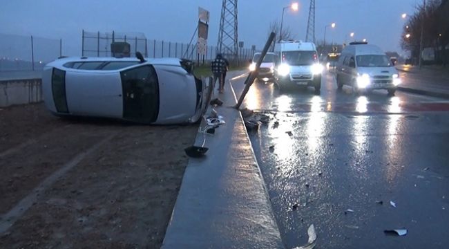 Takla attığı otomobilden burnu bile kanamadan çıktı