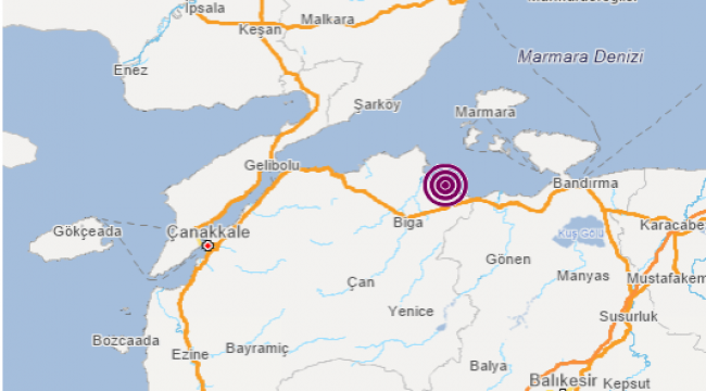 Çanakkale'de 4 büyüklüğünde deprem