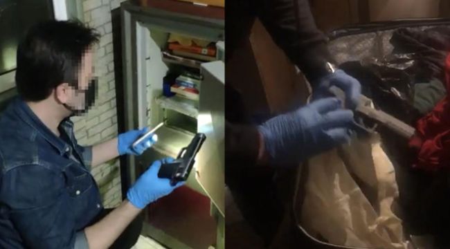 Çelik kasadan ve bavuldan silah çıktı