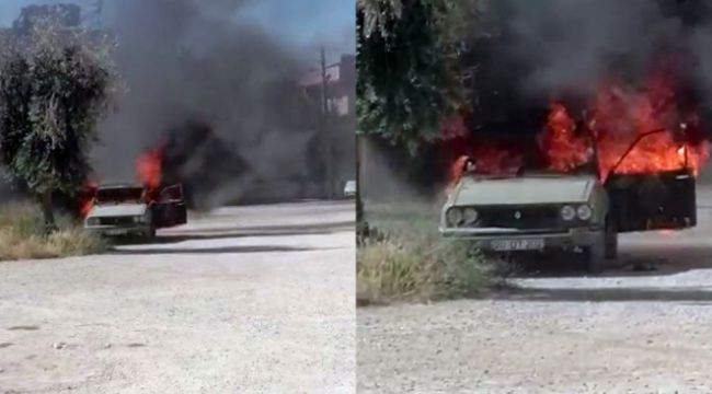 Park halindeki otomobil alevlere teslim oldu!