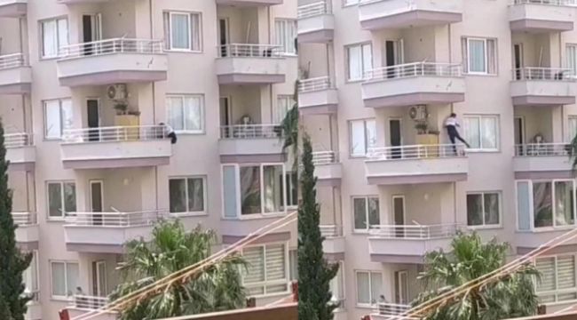 Polisten kaçmak için balkondan 6'ncı kattan 5'inci kata indi