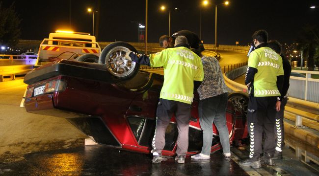 TAKLA ATAN OTOMOBİLİN SÜRÜCÜSÜ YARALANDI