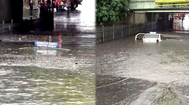 Bayrampaşa'da altgeçidi su bastı