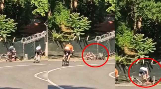 Beykoz'da düzenlenen bisiklet yarışında talihsiz kaza kamerada