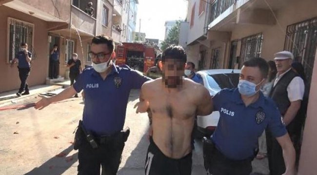 Evinde yangın çıkardı, bıçakla kendisine zarar vereceğini söyledi
