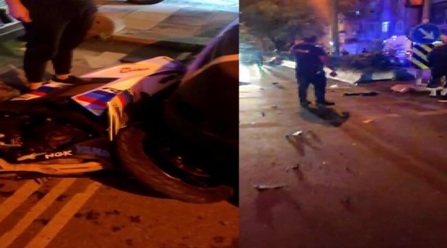 Taksi ile 2 motosiklet çarpıştı