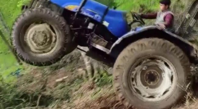 Traktör sürücüsü yürekleri ağza getirdi