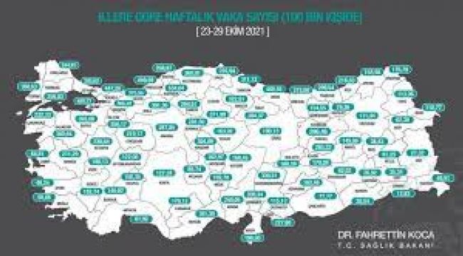 Haftalık koronavirüs vaka haritası açıklandı