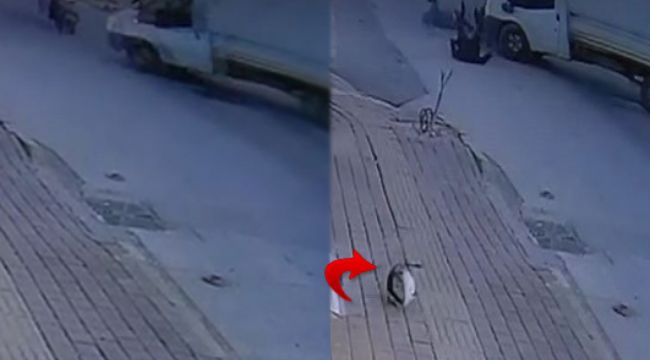 Motosiklet sürücüsü, çarpışmanın etkisiyle kamyonun üzerinden diğer tarafa uçtu