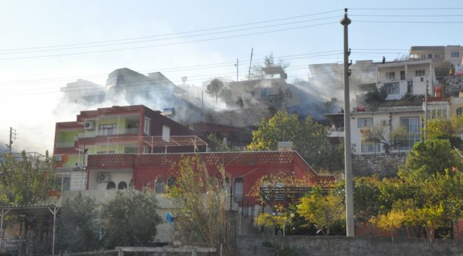 Otluk yangını mahalleliyi sokağa döktü, alevler evleri teğet geçti
