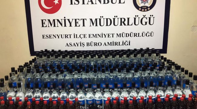 Esenyurt'ta 471 şişe halinde 500 litre sahte alkol ele geçirildi