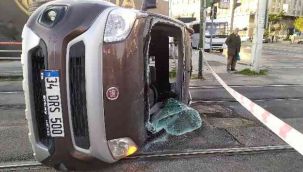 Güngören'de tramvay yolunda kaza