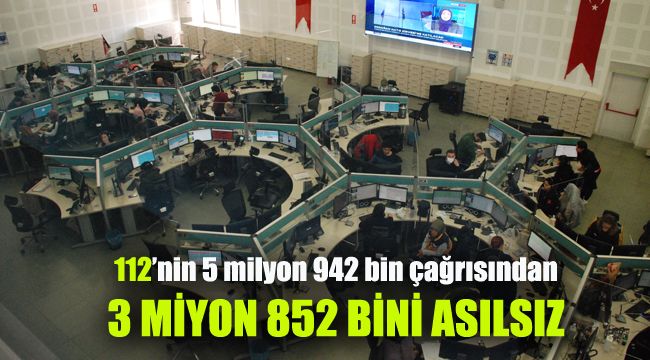 112’nin 5 milyon 942 bin çağrısından 3 milyon 852 bini asılsız