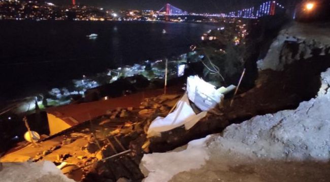 Beşiktaş'ta istinat duvarı evin üstüne çöktü