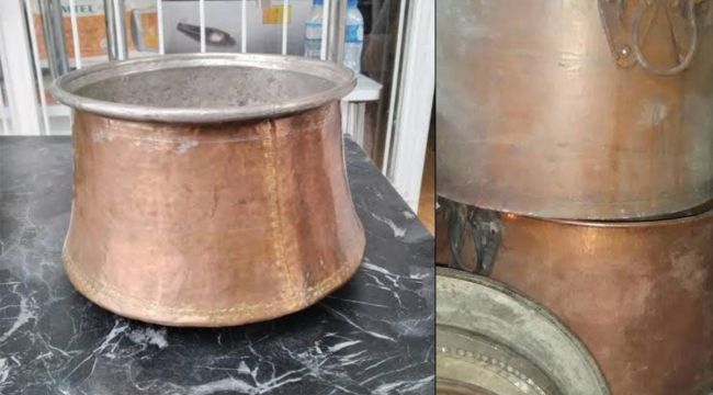Fare gibi girdikleri bağ evinden 10 bin liralık kazan çaldılar