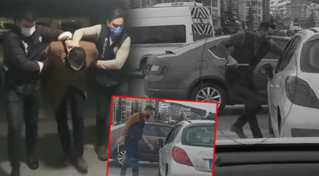 Magandaya ters kelepçe! Trafikte dehşet saçtı