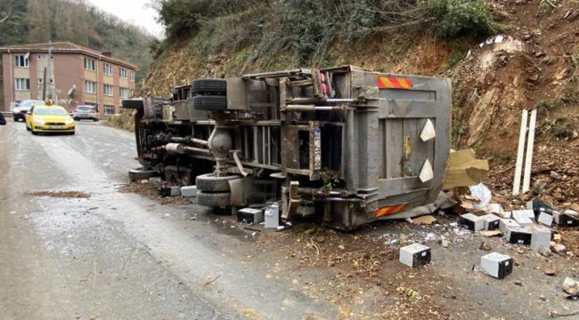 Virajı alamayan kamyonet şarampole yuvarlandı